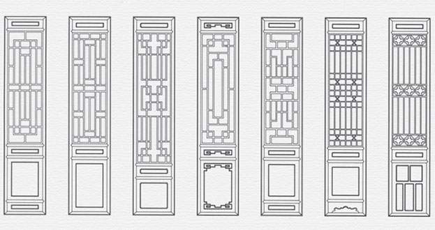 振安常用中式仿古花窗图案隔断设计图